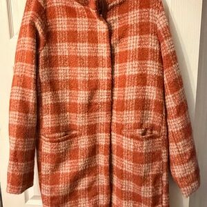 Old Navy Women's Pink and Cream Plaid wool Jacket XL Tall